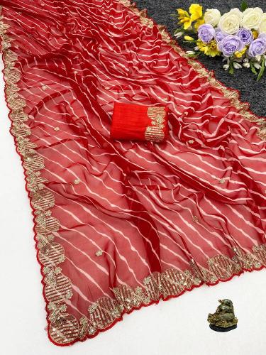 Vastrangan georgatte lehriya saree wholesale india